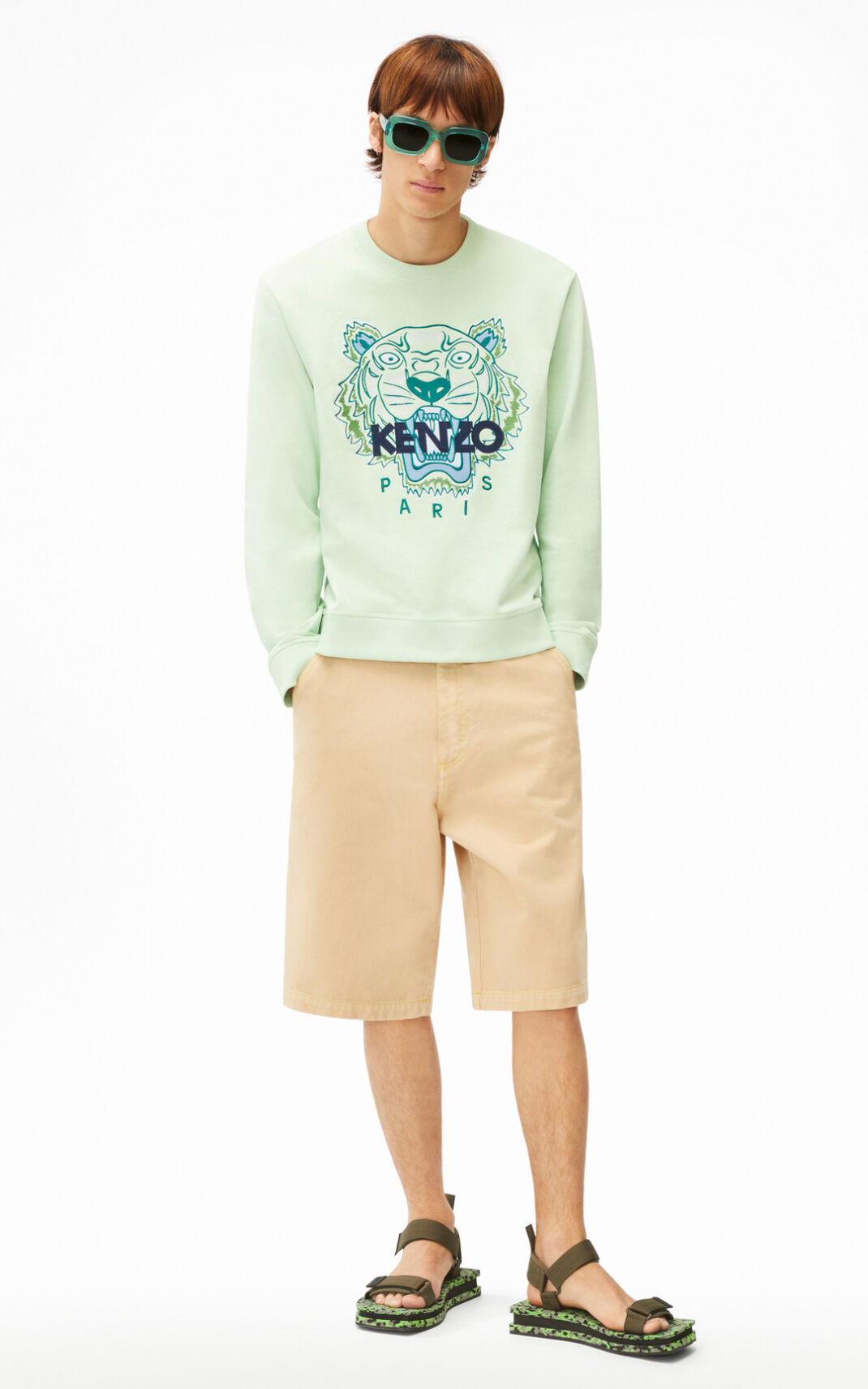 Kenzo Tiger Sudadera Hombre Verde | 2798361-HM